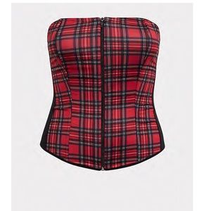 Plaid mesh corset